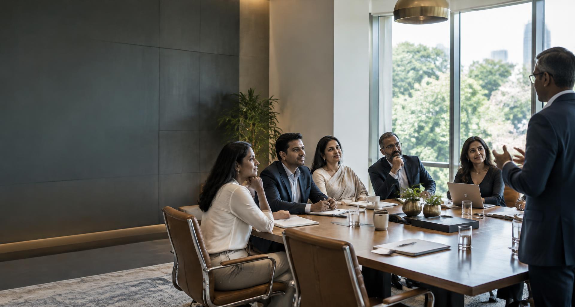 Illustrative corporate learning workshop with engaged professionals